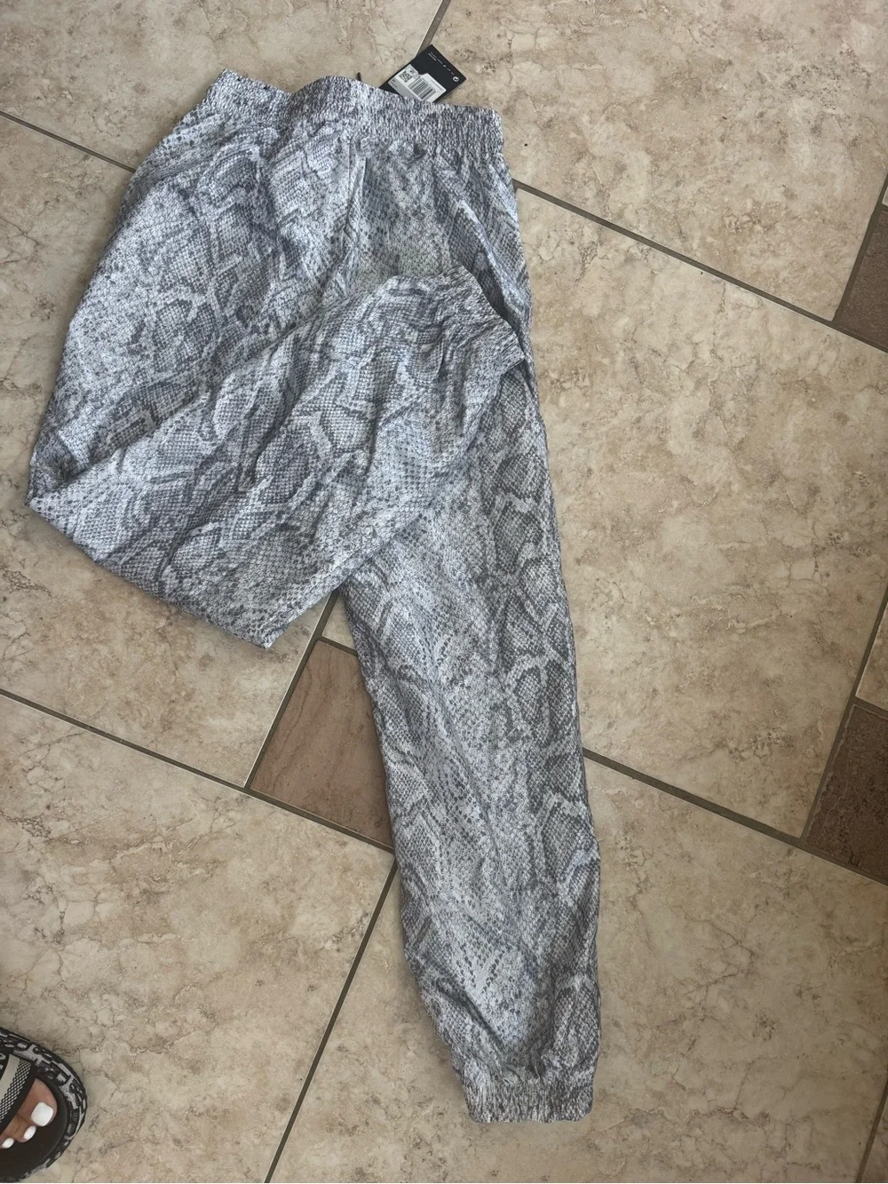 Nike Kids Gray Snake-Print Joggers with Black Swoosh
